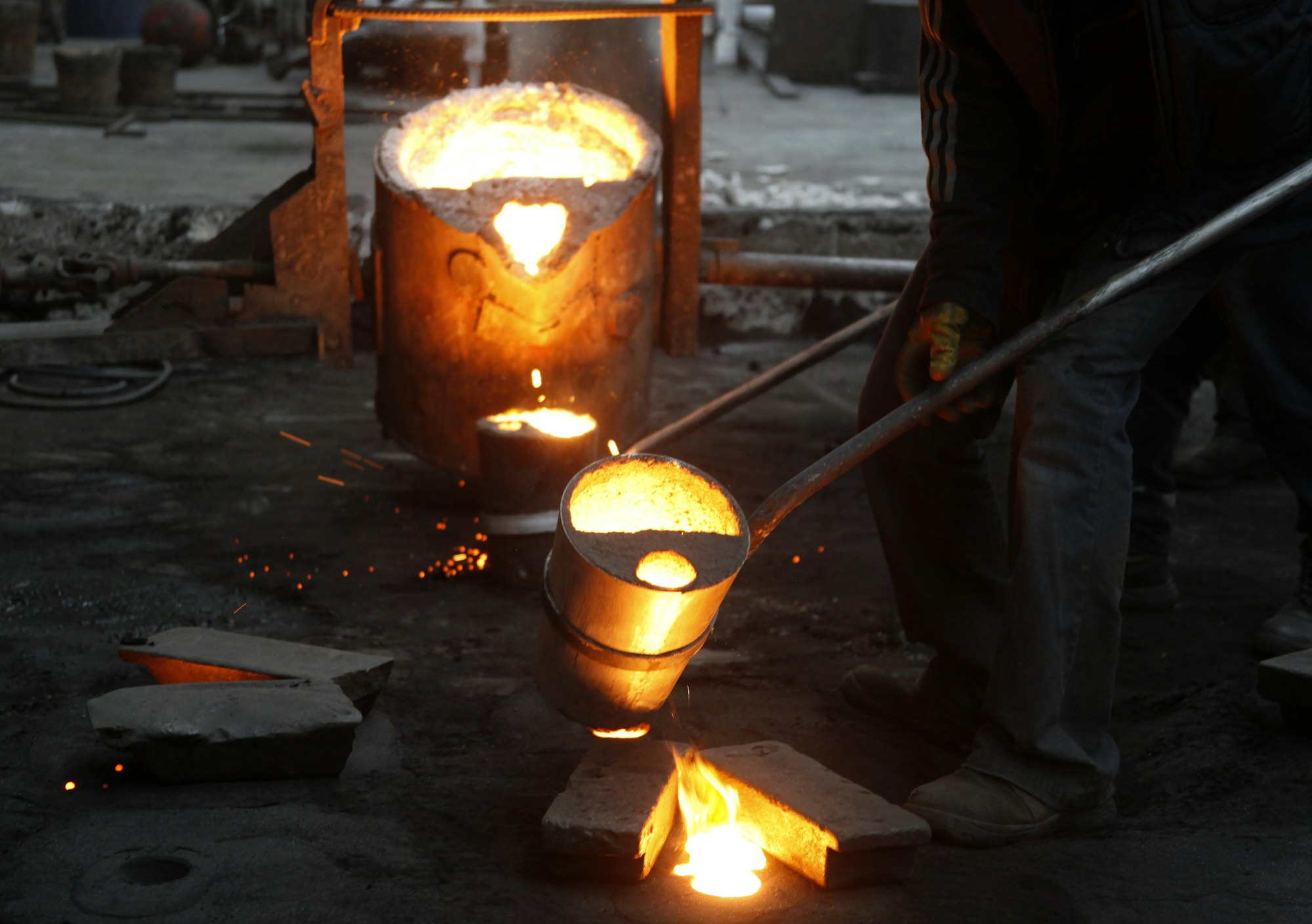 Liquid Molten Steel Industry. Casting, melting, molding and foundry.